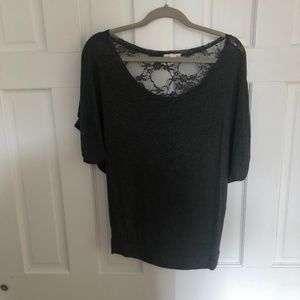 Grey Lace Back T-shirt